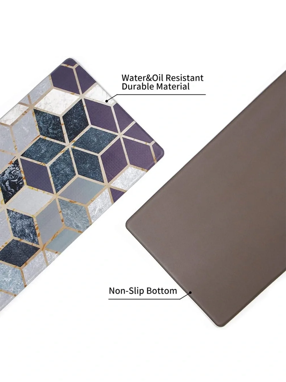 Hexagon Kitchen Mats in Purple, Blue, Gray and Gold Accents